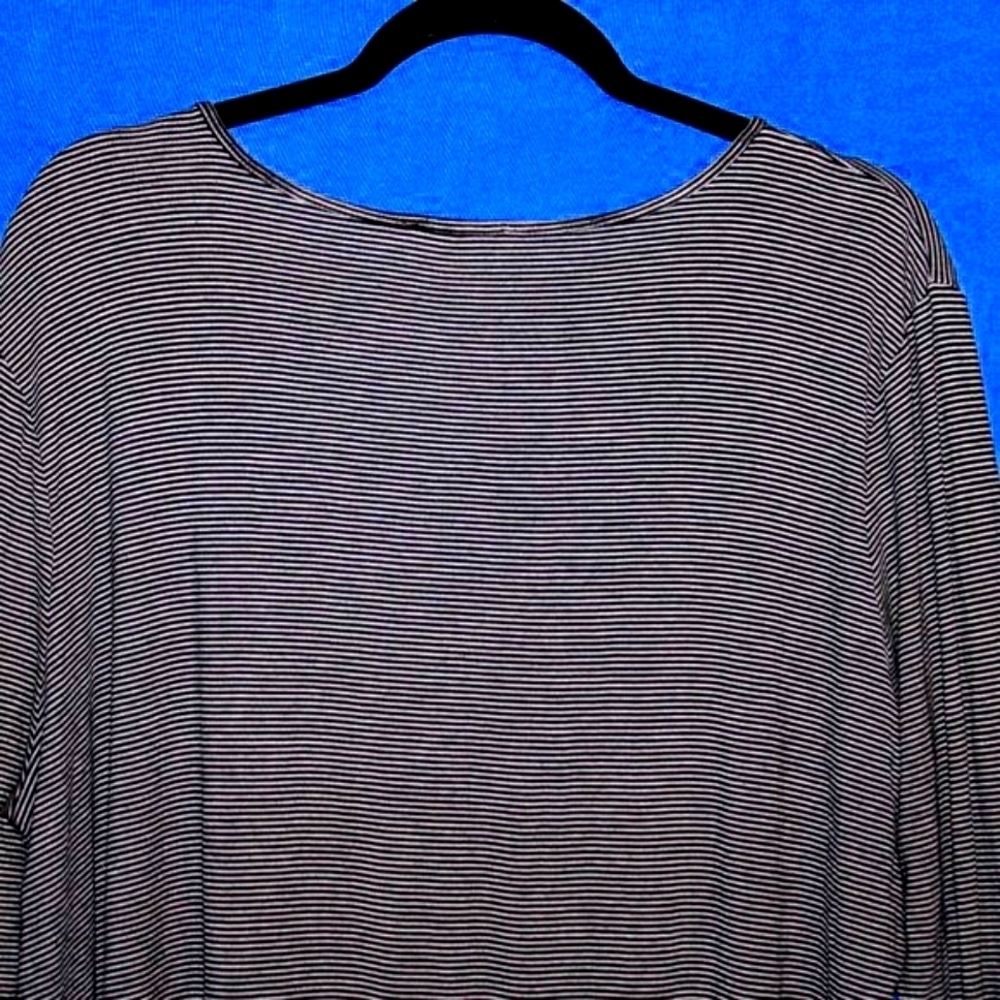 LOFT Outlet Striped Long Sleeve Shirt - Women's Size XL - Black & White Tunic - Picture 3 of 5